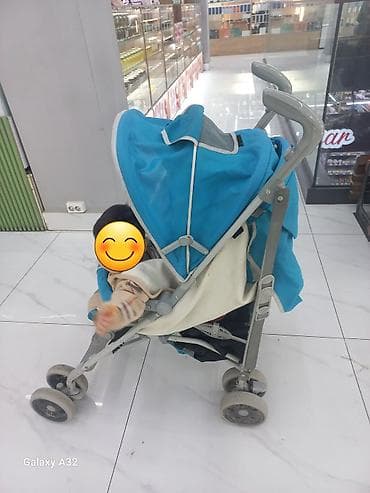 чехол коляски: Детская прогулочная коляска-трость, голубая/серая.б/у в хорошем — 2