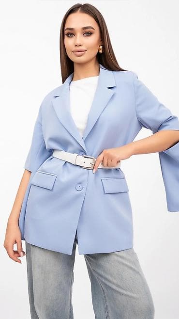 сары булун: Женский жакет с укороченными рукавами 3/4 и разрезами - Прямой — 2