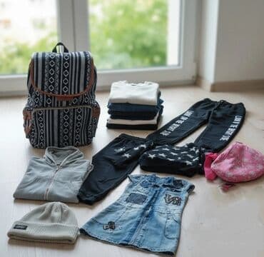 рюкзаки 2: Вещи микс на девочку от 5 -8 + рюкзак (новый) 1) Рюкзак тканевый — 1