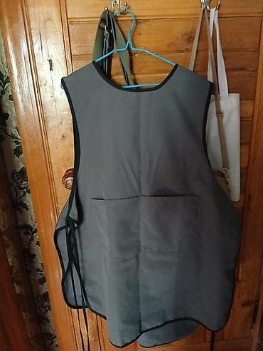 Фартук рабочий/кулинарный серого цвета. - Материал: плотная ткань