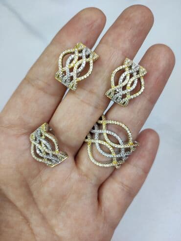 Серебряный комплект италия серебро + жёлтое золото цена со скидкой