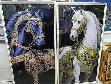 Декоративные постеры/панно «Лошади в парадных доспехах» — комплект из