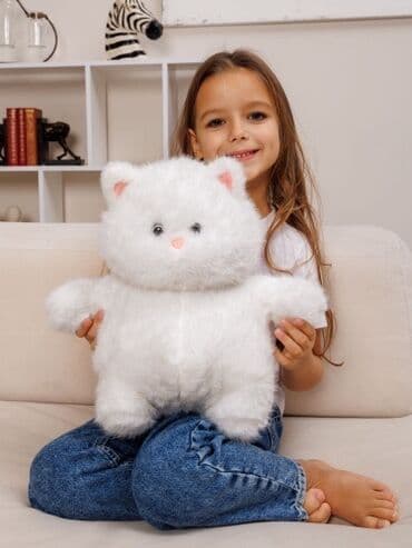 чебурашка из плюшевой пряжи: Мягкая игрушка котик 🐈‍⬛ 35см — 1