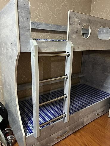 2 этажный кроват: Двухъярусная детская кровать, ЛДСП, цвет - Серый — 8