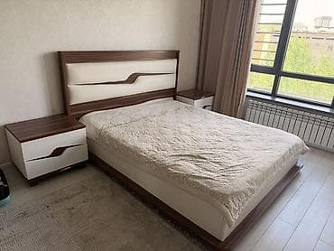 Спальный гарнитур, Двуспальная кровать, МДФ, цвет - Коричневый