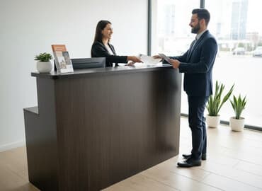 оборудование для мытья ковров: Администраторская стойка/ресепшн Особенности: - Фронтальная высокая — 1