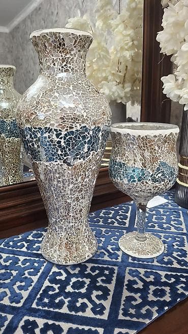 зеркало бу для дома: Набор декоративных сосудов из стекла с мозаичным покрытием — 1