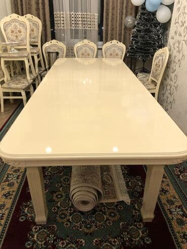 раздвижной обеденный стол: Обеденный/банкетный стол в классическом стиле. - Цвет: кремовый — 1