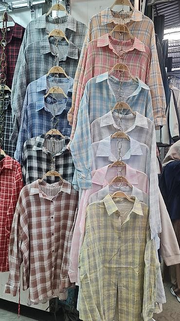 комбинация: Женские рубашки в клетку, свободного кроя - Модель: классическая — 1