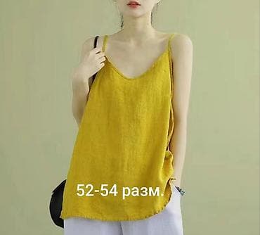 льняная футболка мужская: Майка, Лен, Бретельки тонкие, Оверсайз, Новый, 6XL — 4