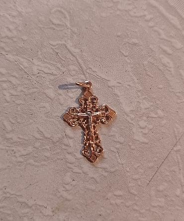 Религиозное украшение, Крестик, Унисекс, Новый, цвет - Золотой