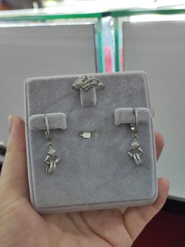 эксклюзивные свадебные пригласительные: Набор украшений, Проба 925, Женские, Новый — 4