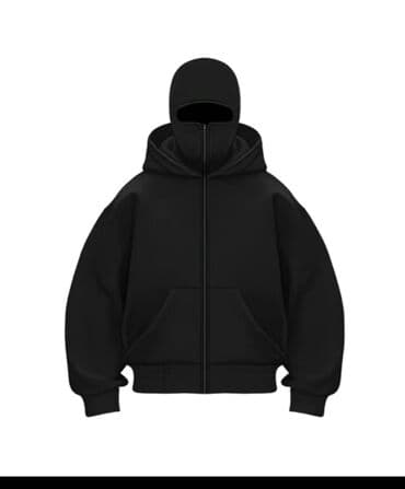 бордовая водолазка: Толстовка на молнии с полностью закрывающимся капюшоном — 2