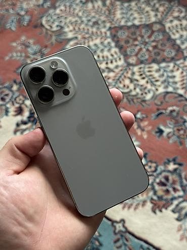 iphone icloud: IPhone 15 Pro, Б/у, 128 ГБ, Natural Titanium, Защитное стекло, Чехол, Кабель, В рассрочку, 90 % — 2