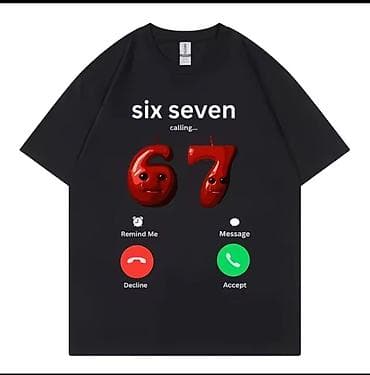 nike tech flece: Футболка с принтом “six seven calling… 67” - Цвет: чёрный - Крой — 1