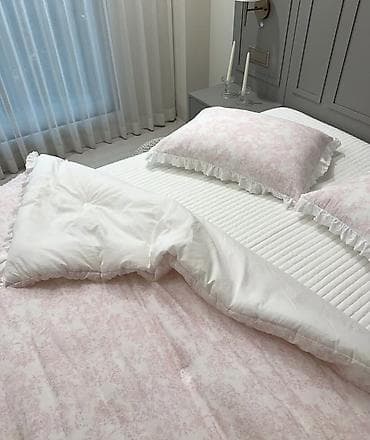 Шейшеп, жууркандар: Пуховое стеганое одеяло с наволочками и оборкой - Комплект: одеяло + — 6