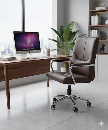 Офисное кресло, Новый, С колесиками, цвет - Коричневый, Экокожа, Платная доставка, Самовывоз