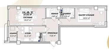 2026: 2 комнаты, 88 м², Элитка, 7 этаж, Готовая ПСО (под самоотделку) — 5