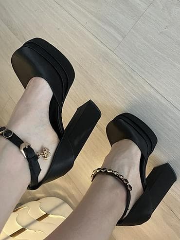 Эркектер кийими: Черные женские туфли на высоком каблуке с платформой. Основные — 6