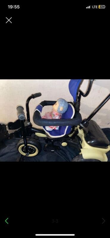 прокат велосипедов: Коляска, цвет - Голубой, Новый — 3