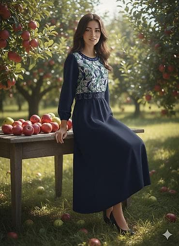 шифоновые платья бишкек: Повседневное платье, Турция, Осень-весна, Длинная модель, Креп, Прямое — 4