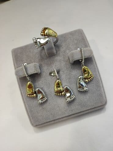 свадебные наборы ручной: Серебряный комплект "Ножки" Дизайн Италия Серебро напыление жёлтое — 6