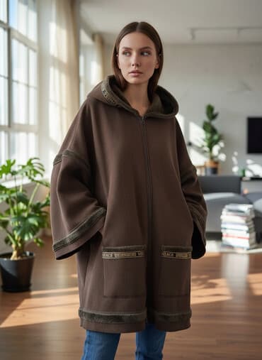 Пончо, Классика, Осень-весна, С капюшоном
