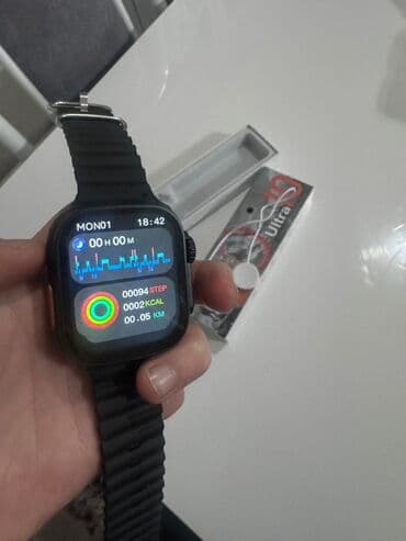 сигнализация для авто: Смарт‑часы Ultra 8/10 (серия Ultra), черный корпус, черный рифлёный — 1