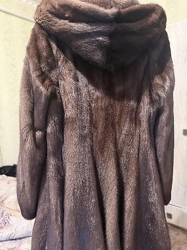 кожаная жилетка: Шуба, Норка, По колено, Китай, С капюшоном, L — 2