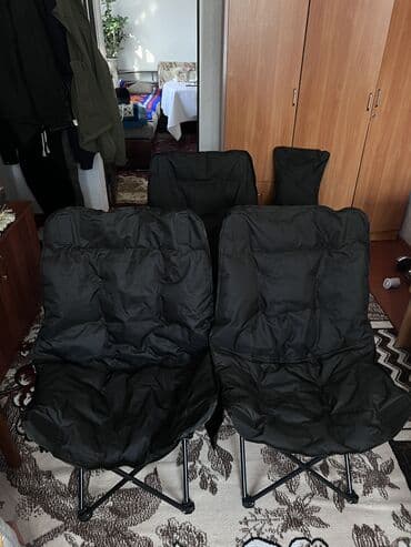 подушка сиденья: Походный складной стул, Новый, Другой материал, цвет - Черный — 2