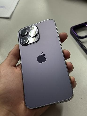 poco x: IPhone 14 Pro, Б/у, 512 ГБ, Deep Purple, Чехол, 76 % — 1