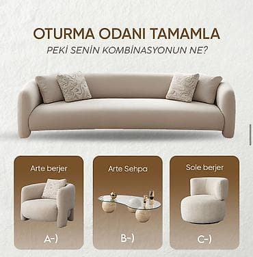 мебель талас: Комплект мягкой мебели, цвет - Бежевый — 3