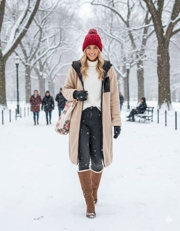 Пальто, Классика, Зима, Тедди, Длинная модель, С капюшоном, L