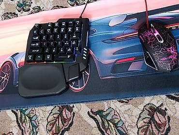 планшет с клавиатурой и мышкой: Игровой набор: одноручная клавиатура + проводная игровая мышь и — 1