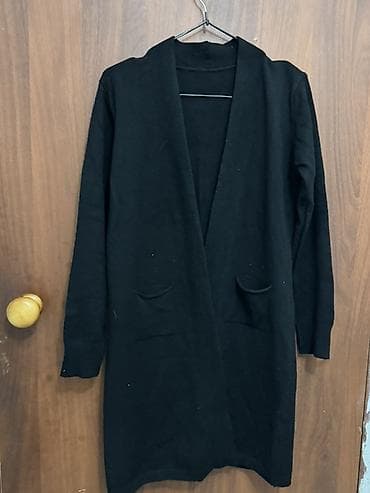 Кардиган, Трикотаж, Длинная модель, Осень-весна, С карманами