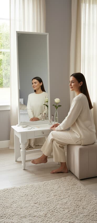 мебель для дачи недорого: Гарнитур для прихожей, Трюмо, Тумба, Зеркало, Дерево, Самовывоз, цвет - Белый — 1