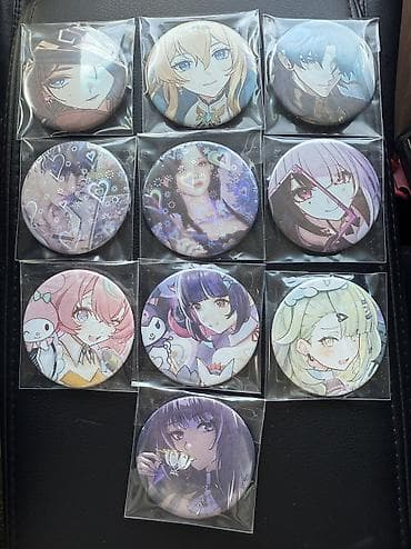 наклейки для банковской карты: Набор круглых значков с аниме и мультперсонажами. Описание: - — 5