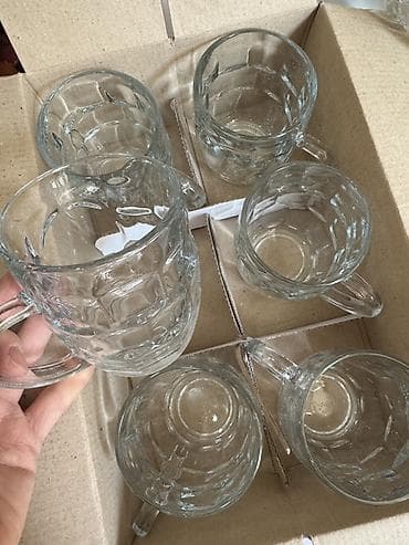 Набор стеклянных кружек с ручкой, 6 штук. Новые - Материал