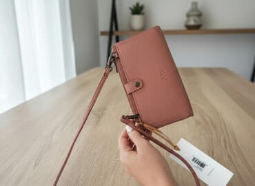 барсетка мужская кожаная ручной работы: Кошелек, Экокожа, Женские, Новый — 1