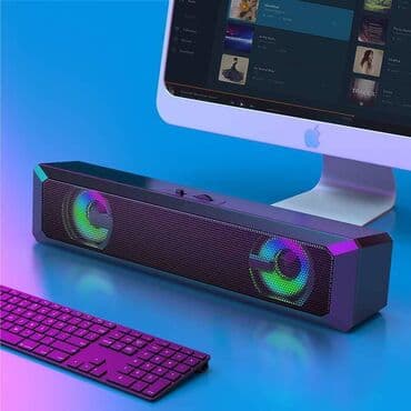 колонка санбуфер: Мощный беспроводной компьютерный динамик A4, 6Вт, RGB, USB, aux — 1