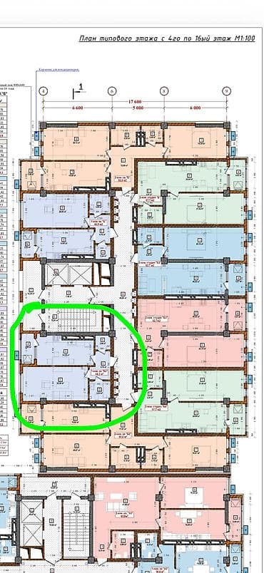 сдаю квартиру баха гагарина: 1 комната, 50 м², 15 этаж, Готовая ПСО (под самоотделку) — 1