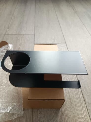 продаю чёрный металл: Держатель для туалетной бумаги черный металлический с полочкой и — 2