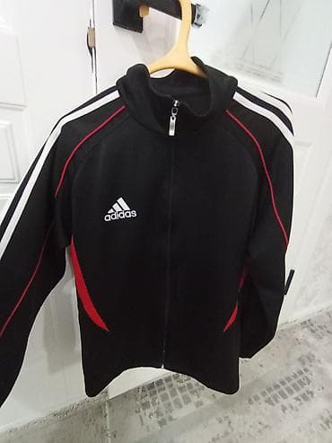 кофта адидас: Зипка/олимпийка Adidas. - Цвет: черный с красными вставками и белыми — 2