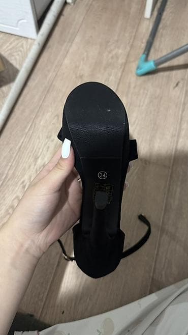 Туфли: Черные женские босоножки на высоком каблуке-шпильке с платформой. - — 5