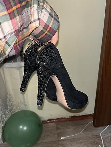 nike original: Черные женские туфли на высоком каблуке с платформой. - Материал — 2