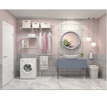 мебель для ванной размеры: Гардеробная система ПРАКТИК Home Ванная 2 белая-отличается — 1