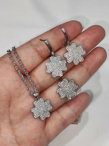 эксклюзивные свадебные пригласительные: Серебряный Набор+ Цепочка 925 пробы Дизайн под Клевер Размеры — 2