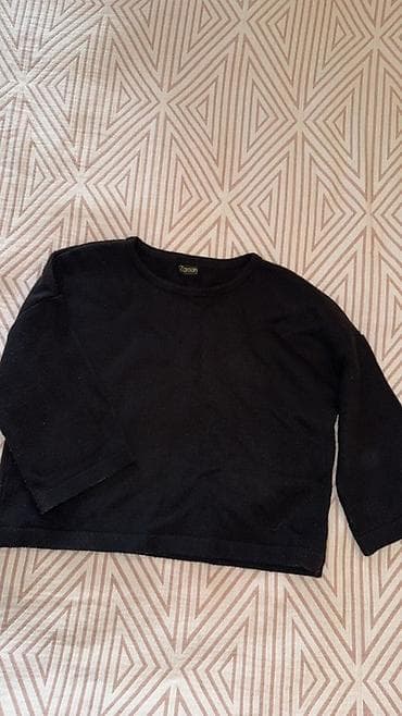 Черный базовый свитер Zaman - Цвет: черный - Фасон: прямой — 1