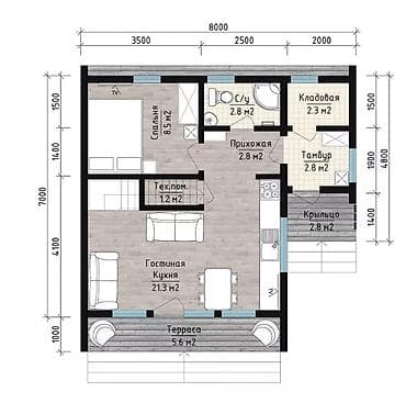 дом из контейнер: Современный каркасный дом в стиле A‑frame с панорамным остеклением — 6