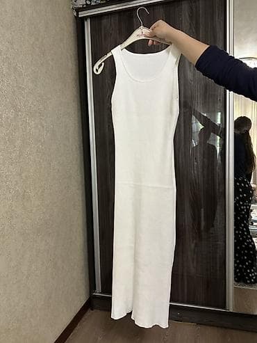 Личные вещи: Костюм-твинсет: трикотажное белое платье + длинный кардиган - Цвет — 1